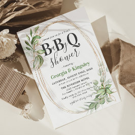 Invitación Greenery Botánico Gold BBQ Baby Shower