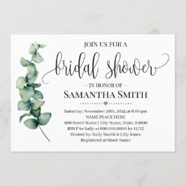 Invitación Greenery Bridal Shower Minimalista Boda moderna