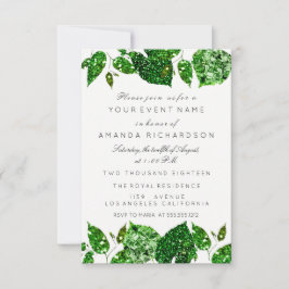 Invitación Greenery Cali Green Purpurina Woodland Ivy Leafs E