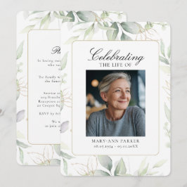 Invitación Greenery "Celebration of Life" Photo Funeral  