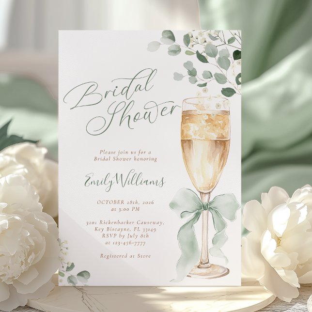 Invitación Greenery Champagne Bridal Shower (Subido por el creador)
