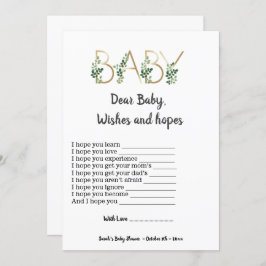 Invitación Greenery Dear Baby Hope Desea un juego de Baby Sho