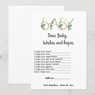 Invitación Greenery Dear Baby Hope Desea un juego de Baby Sho
