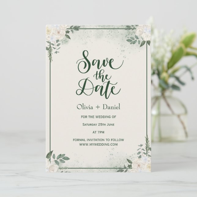 Invitación Greenery Elopement Save The Date Invitation (Anverso de pie)