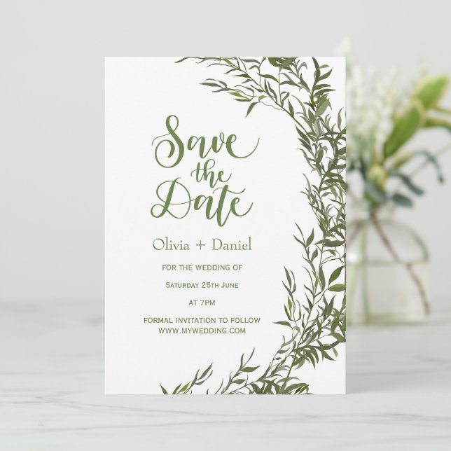 Invitación Greenery Elopement Save The Date Invitation (Anverso de pie)