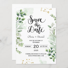 Invitación Greenery Elopement Wedding Date Invitation