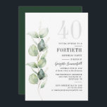 Invitación Greenery Eucalyptus 40.º Fiesta de cumpleaños<br><div class="desc">Podría ser un fiesta sorprendente u otro decenio especial logrado. Esta invitación a la fiesta de cumpleaños número 40 con diseño de vegetación eucaliptos y tipografía popular moderna se puede editar fácilmente para adaptarse a cualquier celebración de cumpleaños o aniversario. Puede cambiar la redacción, los detalles de cumpleaños y el...</div>