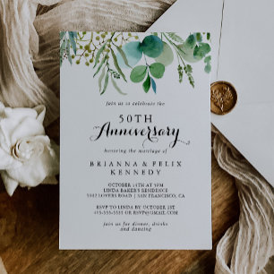 Invitación Greenery Eucalyptus 50º Aniversario Boda