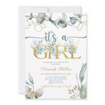 Greenery Eucalyptus | acuarela Baby Shower Chica