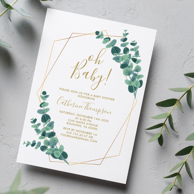 Invitación Greenery Eucalyptus Baby Shower (Subido por el creador)