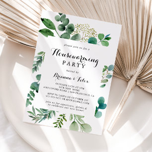 Invitación Greenery Eucalyptus Calligraphy Fiesta del Calenta
