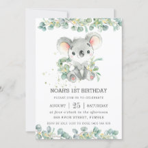 Greenery Eucalyptus Cute Koala Cumpleaños