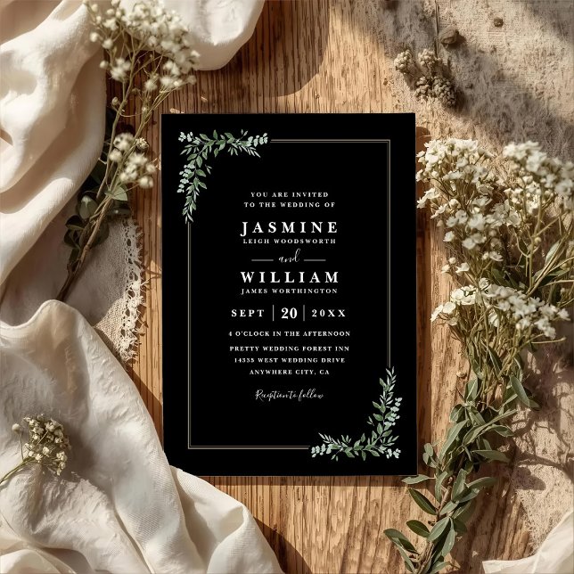 Invitación Greenery Eucalyptus Elegant Modern QR Code Wedding (Subido por el creador)