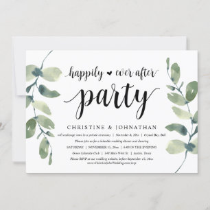 Invitación Greenery Eucalyptus, Fiesta de Elopement Boda
