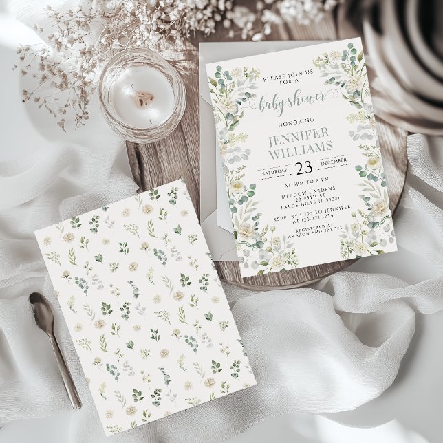 Invitación Greenery Eucalyptus Floral Baby Shower (Subido por el creador)
