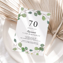 Invitación Greenery Eucalyptus Foliage 70th Birthday Party