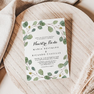 Invitación Greenery Eucalyptus Foliage Nuestra Boda Boda