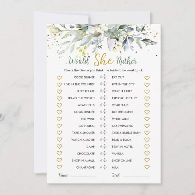 Invitación Greenery Eucalyptus Prefiere Una Noche (Anverso)