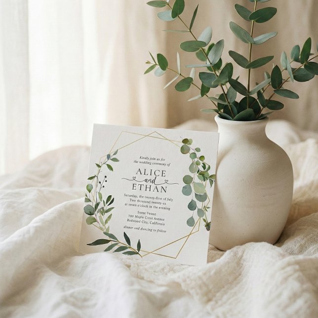 Invitación Greenery Eucalyptus Script Heart Wedding (Subido por el creador)