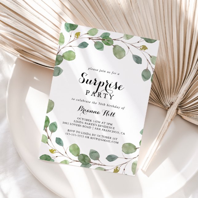 Invitación Greenery Eucalyptus Surprise Fiesta (Subido por el creador)