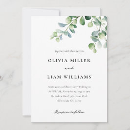 Invitación Greenery Eucalyptus Watercolor Boda