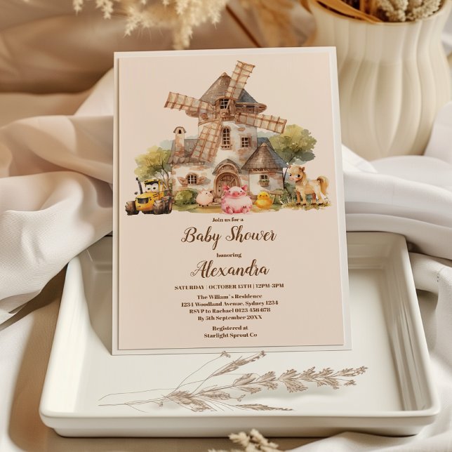 Invitación Greenery Farm Animals Barnyard Boy Baby Shower (Subido por el creador)