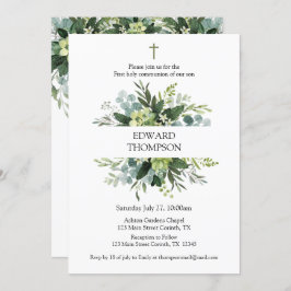 Invitación Greenery First Communion Invitation