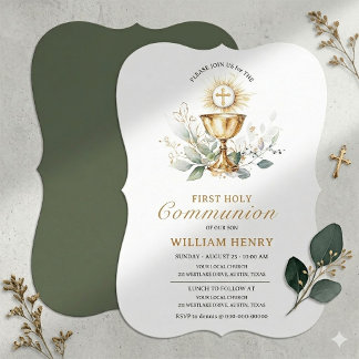 Invitación Greenery First Holy Communion Invitation 