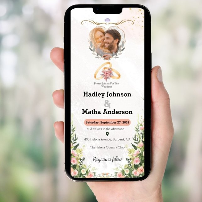 Invitación Greenery Floral Boda Foto electrónica (Subido por el creador)