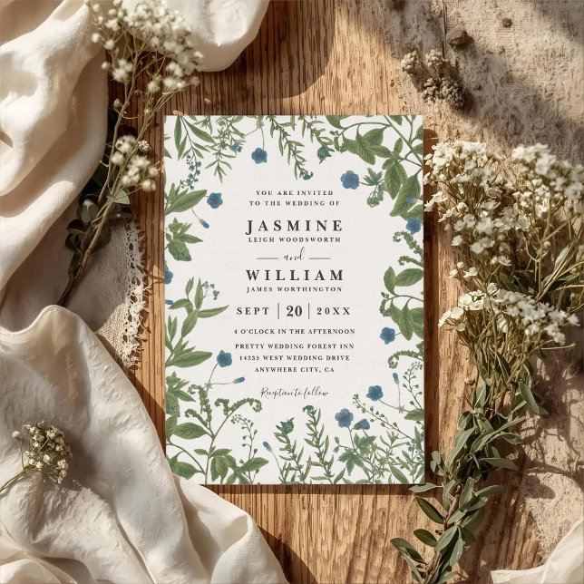 Invitación Greenery Floral Elegant Rustic QR Code Wedding (Subido por el creador)