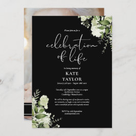 Invitación Greenery Floral Funeral Celebration of Life Photo