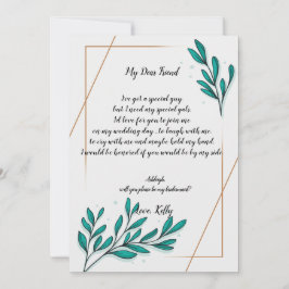 Invitación Greenery Floral Gold     Foilwill será mi dama de 