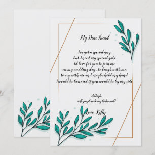 Invitación Greenery Floral Gold     Foilwill será mi dama de 
