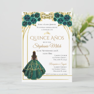 Invitación Greenery Floral Mexican Quinceanera Invitation