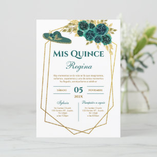 Invitación Greenery Floral Quinceañera Spanish 