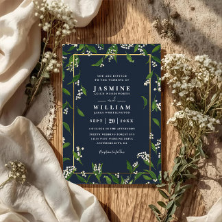 Invitación Greenery Floral Rustic Elegant QR Code Wedding