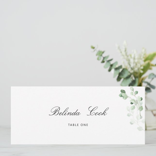 Invitación Greenery Floral Wedding Place Card (Anverso de pie)