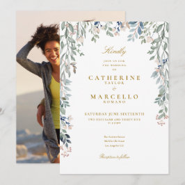 Invitación Greenery Floral Wildflowers Boda de fotografía