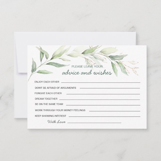 Invitación Greenery Folliage Consejos y deseos para el nuevo  (Anverso)