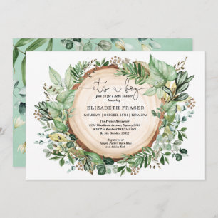 Invitación Greenery Forest Boy Baby Shower