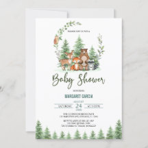 Greenery Forest Woodland Animals Baby Shower