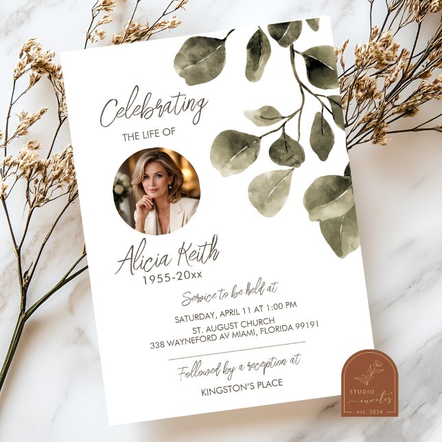 Invitación Greenery Funeral Announcement (Subido por el creador)