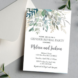 Invitación Greenery Gender Reveal Invitation Baby Shower