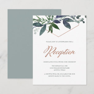 Invitación Greenery Geo   Recepción de Boda en Rosa Dorado