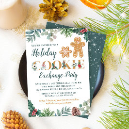 Invitación Greenery Gingerbread Men Cookie Exchange Fiesta