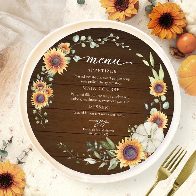 Invitación Greenery Girasoles Otoño Bridal Shower Círculo Men (Subido por el creador)