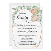 Greenery Gold Bear Baby Shower Bearly wait Baby