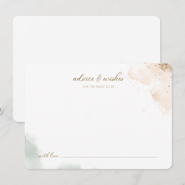 Invitación Greenery Gold Eucalyptus Consejos y deseos para la (Anverso / Reverso)