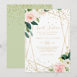 Invitación Greenery Gold Sweet Dieciséis cumpleaños