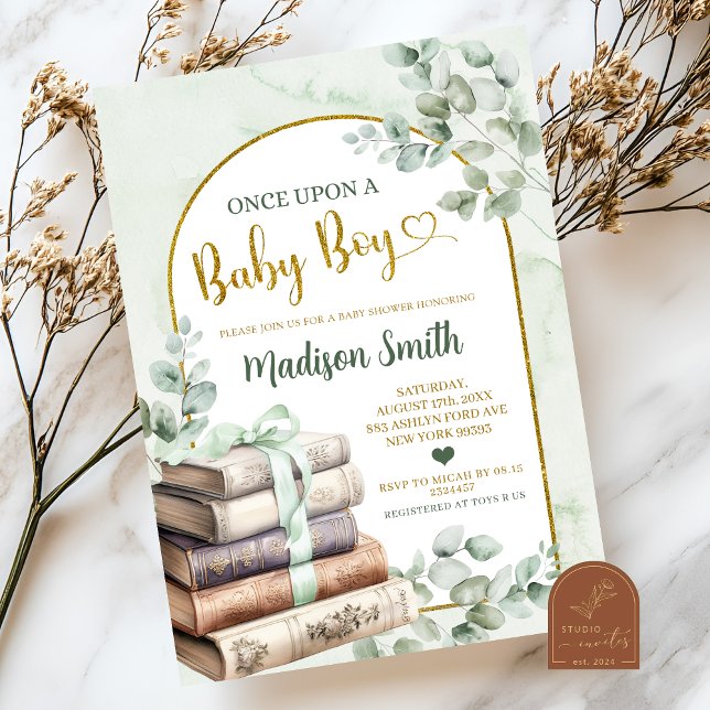 Invitación Greenery Green Sage Storybook Theme Baby Shower (Subido por el creador)